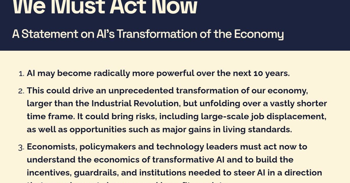 Economists and AI leaders warn of rapid economic shifts