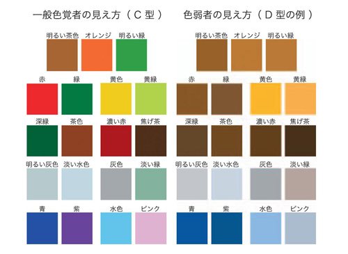 色の見え方の違いの例