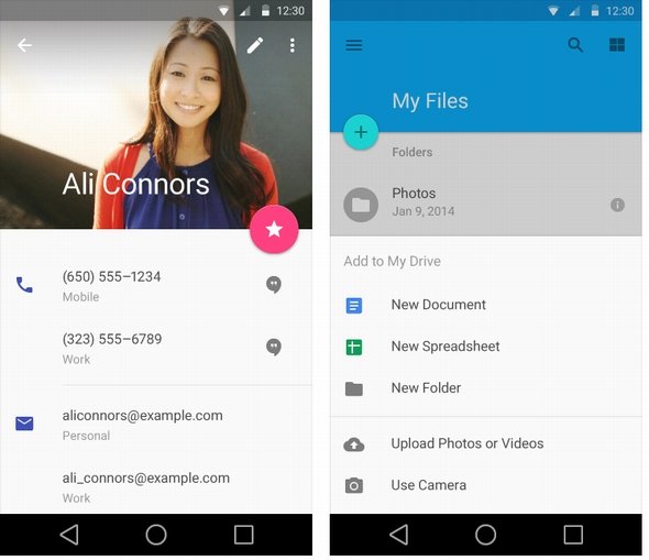 Android端末でのMaterial Design画面