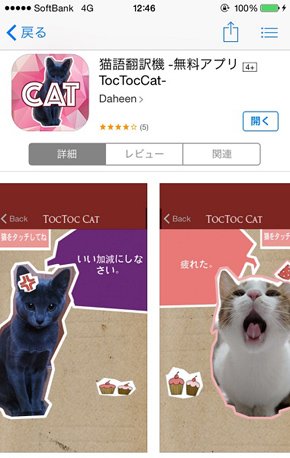 猫語翻訳無料アプリ「TocTocCat」