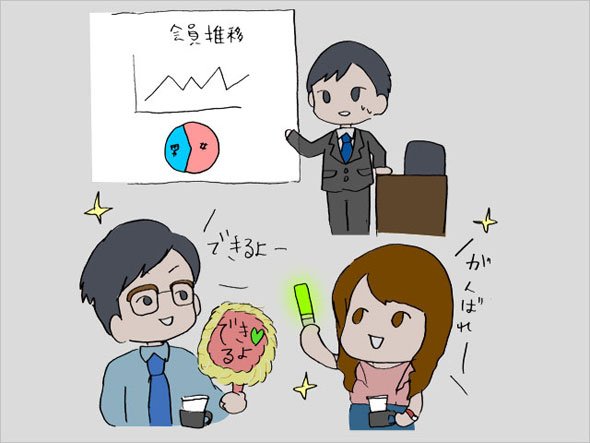 会議で応援