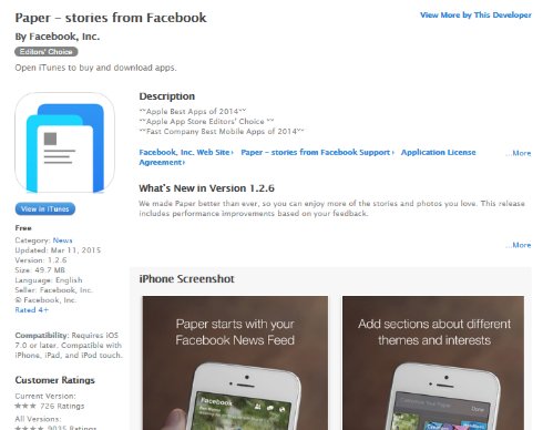  paper 1 App StoreのPaperのページ