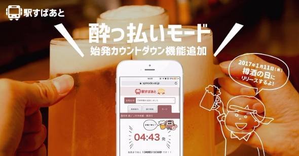 「駅すぱあと」酔っ払いモード
