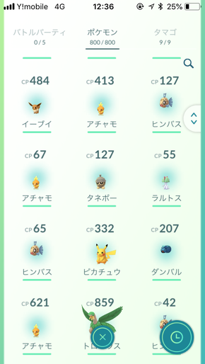 ゲットしたポケモン一覧