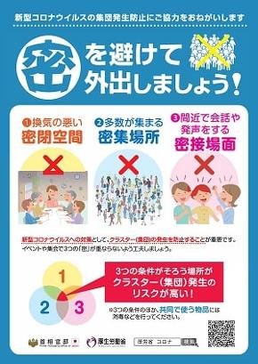 「3密」のポスター（出典：厚生労働省）