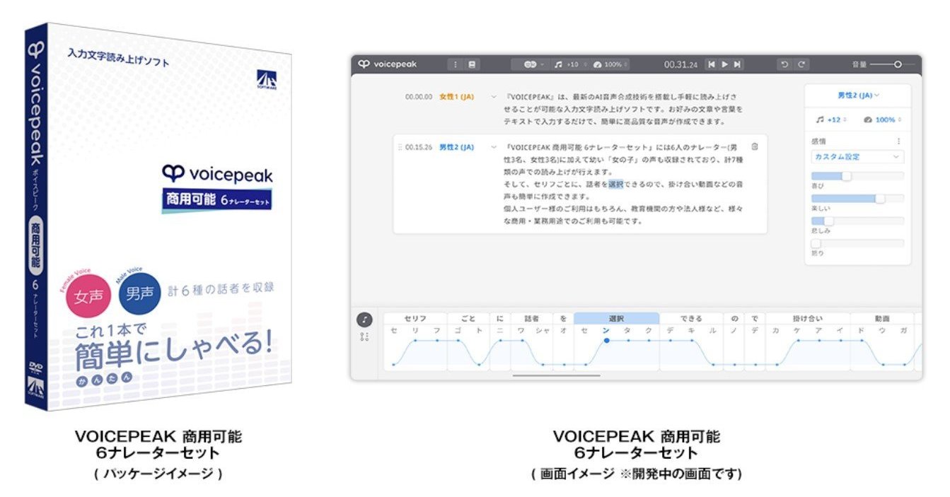 1.6万円で商用利用も可 AI読み上げソフト「VOICEPEAK」登場 7音源付属