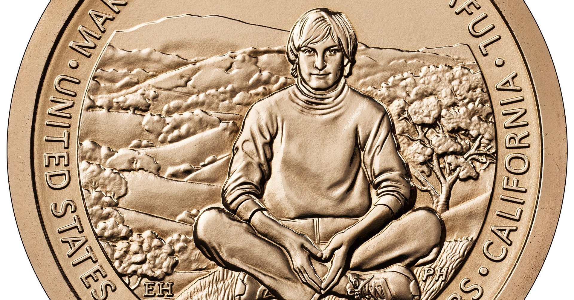 スティーブ・ジョブズ、米国の1ドル記念コインに 座禅を思わせる若き日