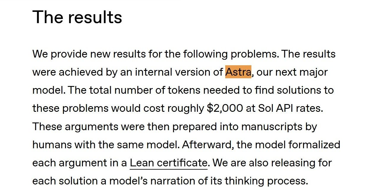 OpenAI reveals the existence of its next flagship model 'Astra' — claims to have 'solved' 10 unresolved mathematical problems