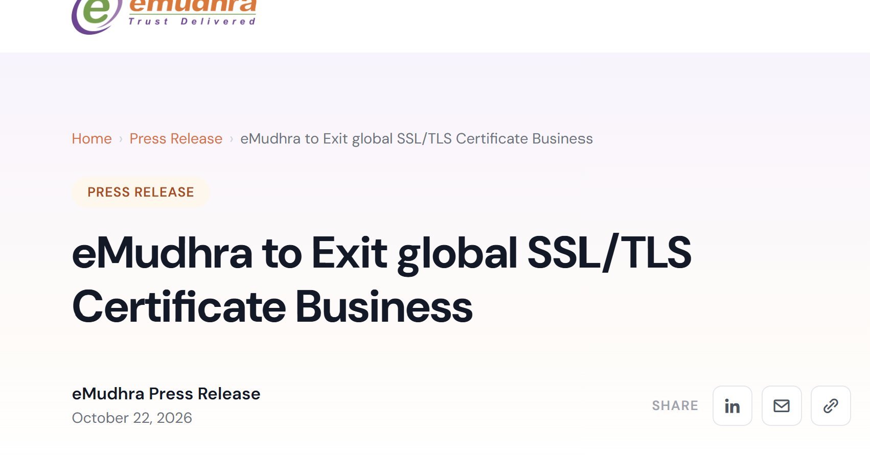 認証局eMudhra、SSL/TLS証明書事業から撤退へ 秘密鍵問題受け──既存顧客の証明書は無償で置き換え - ITmedia