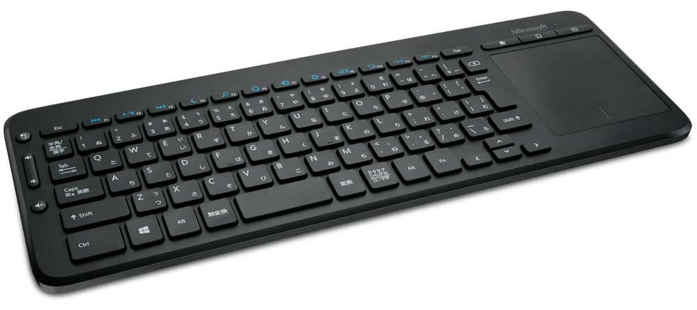 日本マイクロソフトが防滴仕様のタッチパッド一体型ワイヤレスキーボード「All-in-One Media Keyboard」を発売